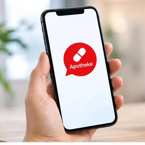Screenshot der App: Startbildschirm mit dem Apotheken-Logo während des Ladevorgangs.